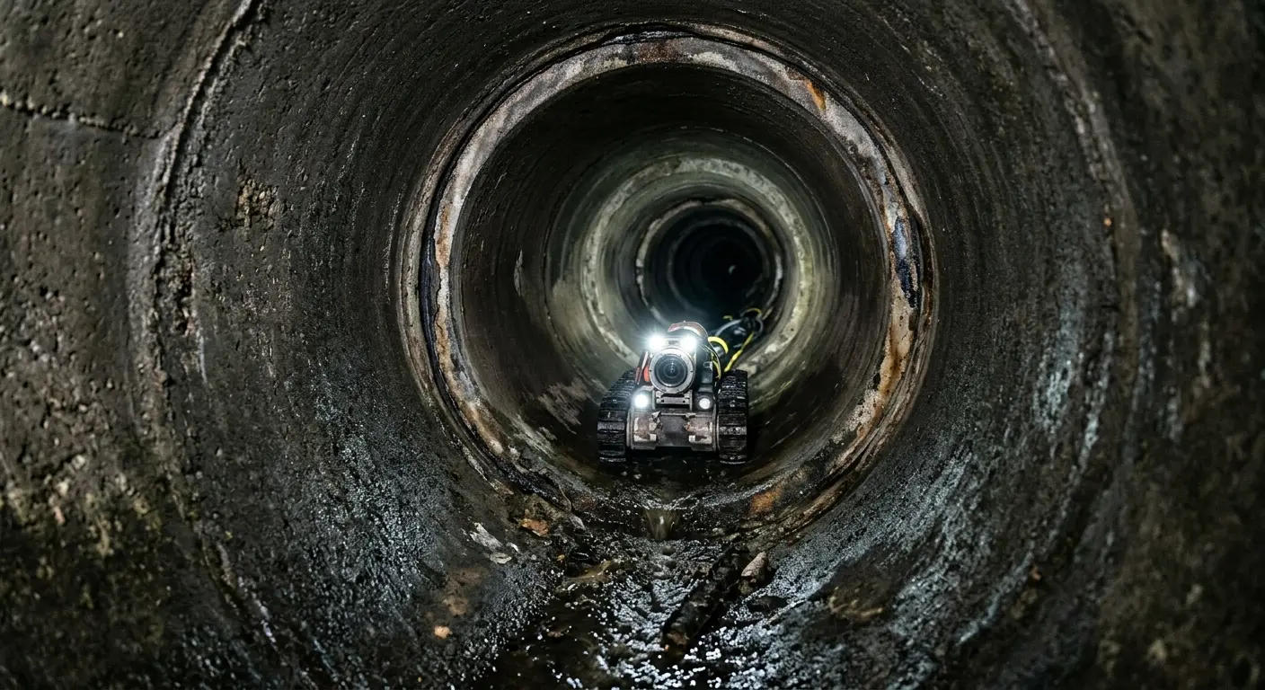 Robotic sewer camera inspecting pipe interior for Sewer Line Repair in Brentwood
